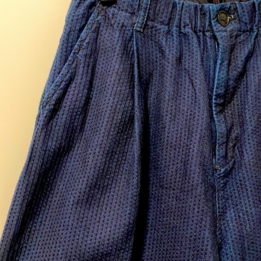 💙 Blue Blue Japan True Indigo 4 pocket hand dyed pleated wide leg pants size 2